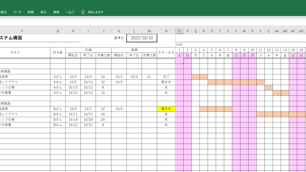 進捗管理表のExcelフォーマット 無料ダウンロード|詳細スケジュール - プロマネ研究室